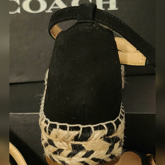 COACH Dillon Black Suede Espad Flatform Sandals NWB Sz 6 - Picture 3 of 9